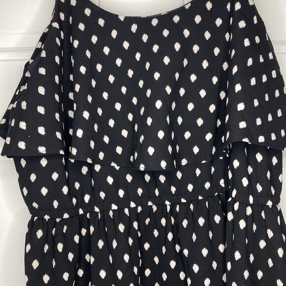 Elle Blurred Black and White Polka Dot Dress Size XL - Picture 3 of 8